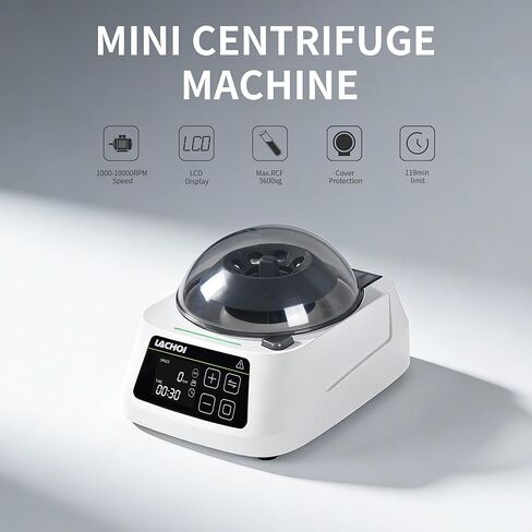 جهاز طرد مركزي صغير LCD 1000-10000 دورة في الدقيقة 5600 × جم RCF لآلة الطرد المركزي للأنابيب الدقيقة صغير مع دوارين لأنابيب 8 × 0.2/0.5/1.5/2 مل وشرائط PCR 2 × 8 × 0.2 مل in Kuwait