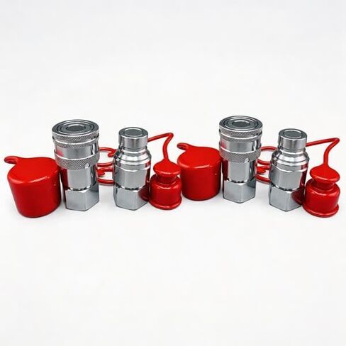 مجموعة قارنات التوصيل/الوصلات الهيدروليكية ذات الوجه المسطح 1/2 بوصة NPT مع أغطية غبار ISO 16028 Standard، Skid Steer Bobcat 1/2 Body Disconnect 2 Sets, DecoHongDi in Kuwait