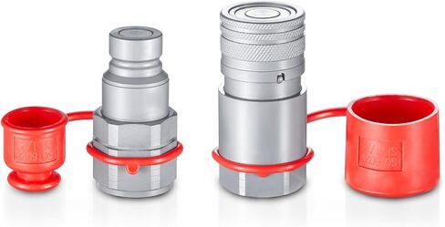 IKER Flat Face Hydraulic Quick Connect Fittings, 1/2" NPT Skid Steer Hydraulic Couplers Set w/Dust Caps, 1 Set in Saudi Arabia