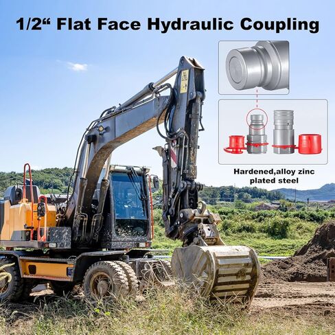 IKER Flat Face Hydraulic Quick Connect Fittings, 1/2" NPT Skid Steer Hydraulic Couplers Set w/Dust Caps, 1 Set in Saudi Arabia