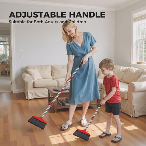 مكنسة يدوية، مكانس داخلية/خارجية، مكنسة مطبخ واجبة، للمنزل، المرآب، المطبخ، المكتب، الفناء، الفناء، الفناء، الخرسانة (عبوة واحدة، أحمر، جديد) in Kuwait