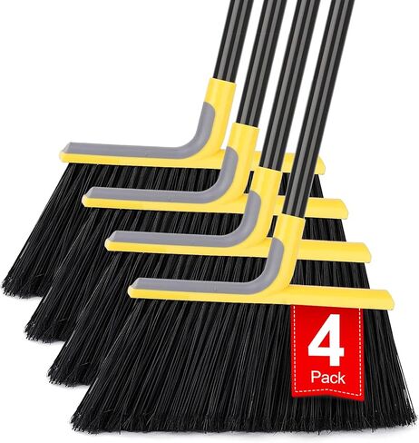 4 Packs Outdoor Broom for Floor Cleaning with 58" Long Handle, Heavy-Duty Commercial Brooms for Sweeping Indoor Outdoor Courtyard Restaurant Garage Patio Decks Mall Market Kitchen Office Lobby Shop in Saudi Arabia