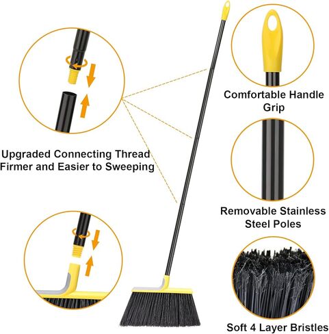4 Packs Outdoor Broom for Floor Cleaning with 58" Long Handle, Heavy-Duty Commercial Brooms for Sweeping Indoor Outdoor Courtyard Restaurant Garage Patio Decks Mall Market Kitchen Office Lobby Shop in Saudi Arabia