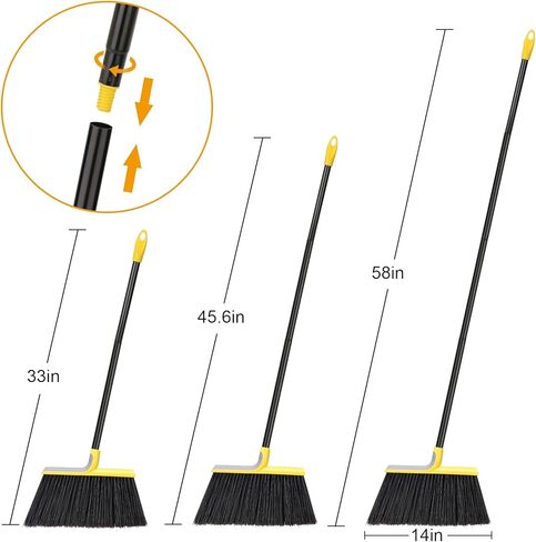 4 Packs Outdoor Broom for Floor Cleaning with 58" Long Handle, Heavy-Duty Commercial Brooms for Sweeping Indoor Outdoor Courtyard Restaurant Garage Patio Decks Mall Market Kitchen Office Lobby Shop in Saudi Arabia