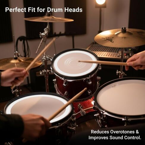 4 Pcs Drum Dampening Control Rings Kit 12 13 14 16 Inch Muffler Pads for Snare Drum Overtones Removal Sound Control Quiet Practice Percussion Accessories in Saudi Arabia