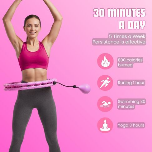 طوق إنفينيتي لفقدان الوزن للبالغين - طوق هولا هوب 2 في 1 قابل للتعديل بحجم كبير مع 28 وصلة قابلة للفصل، طوق هولا للتدليك والتمرين لتمارين اللياقة البدنية الذكية، مناسب للنساء والمبتدئين in Kuwait