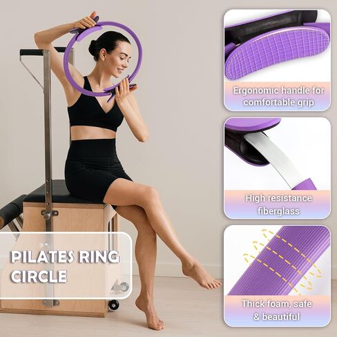 Pilates Ring Set for Women, 12" Pilates Ring and Ball Set with Resistance Bands for Home Workouts, Portable Pilates Kit with Bag & 2 Training Poster for Full Body Exercise in Kuwait