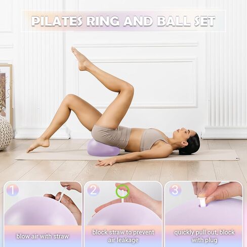 Pilates Ring Set for Women, 12" Pilates Ring and Ball Set with Resistance Bands for Home Workouts, Portable Pilates Kit with Bag & 2 Training Poster for Full Body Exercise in Kuwait