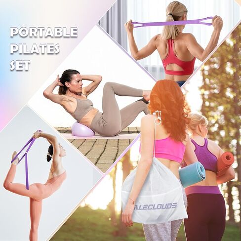 Pilates Ring Set for Women, 12" Pilates Ring and Ball Set with Resistance Bands for Home Workouts, Portable Pilates Kit with Bag & 2 Training Poster for Full Body Exercise in Kuwait