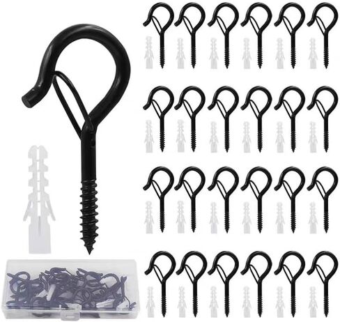 25PCS Sheep Eye Hook with Safety Buckle Q-Type Screw for Hanging Outdoor String Lights Ceiling Storage Pegboard Accessories in Kuwait