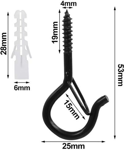 25PCS Sheep Eye Hook with Safety Buckle Q-Type Screw for Hanging Outdoor String Lights Ceiling Storage Pegboard Accessories in Kuwait