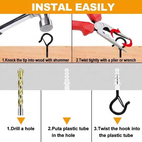 25PCS Sheep Eye Hook with Safety Buckle Q-Type Screw for Hanging Outdoor String Lights Ceiling Storage Pegboard Accessories in Kuwait