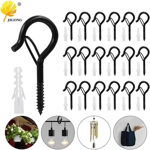 25PCS Sheep Eye Hook with Safety Buckle Q-Type Screw for Hanging Outdoor String Lights Ceiling Storage Pegboard Accessories in Kuwait