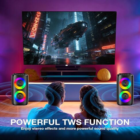 آلة كاريوكي للبالغين: مكبر صوت بلوتوث محمول مع 2 ميكروفونات كاريوكي لاسلكية مع أضواء LED، هدايا عيد ميلاد للحفلات العائلية، حزم نظام المنزل تدعم TWS/TF/USB/AUX in Kuwait