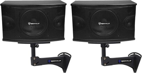 Rockville KPS10 Bundle: (2) 10-in 1200-Watt 3-Way Karaoke Speakers, Wall Brackets, MDF Enclosure, RPW20 Adjustable Wall Mount Brackets, RVSSA1 35mm Speaker Pole Adapter Bracket, 4-Items in Saudi Arabia