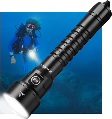 SOFIRN SD09L Scuba Diving Flashlight 6800 High Lumens, Super Bright LED Underwater Dive Light with Rechargeable Power, IPX8 Waterproof Submersible Torch for Night Cave Dives in Kuwait