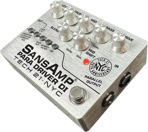 Tech 21 SansAmp Para Driver V2 DI Pedal - 20th Anniversary Limited Edition Silver - Bundle with 2 Patch Cables and 3 Dunlop Bass Picks in Saudi Arabia