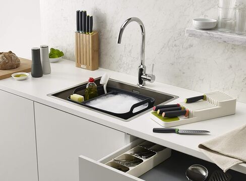 منظم السكاكين من جوزيف جوزيف، يحمل ما يصل إلى 9 سكاكين، منظم المطبخ وتخزين الأدراج - صغير الحجم، رمادي in Kuwait