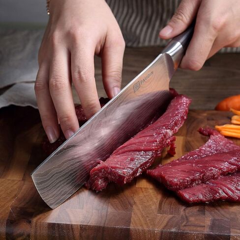 PAUDIN Nakiri Knife - 7" Razor Sharp Meat Cleaver and Vegetable Kitchen Knife, High Carbon Stainless Steel, Multipurpose Asian Chef Knife for Home and Kitchen with Ergonomic Handle in Saudi Arabia