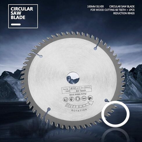 165mm Circular Saw 60 Teeth Professional Tungsten Carbide Wood Cutting Silver High Speed Steel Construction for Wood Metal Plastic Cutting Durable Precise Labor Saving in Saudi Arabia