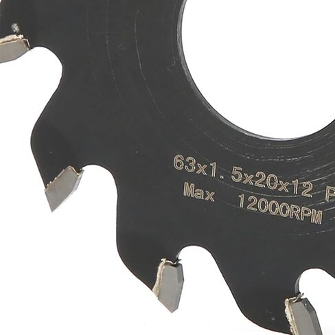 Fafeicy 63x1.5x20x12 منشار، لوح فولاذي مستورد من سبائك صلبة منشار شق مع أسنان مسطحة يمين يسار لقطع الخشب والبلاستيك ABS الأكريليك، مناسب لآلة نهاية الطاولة المزدوجة in Kuwait