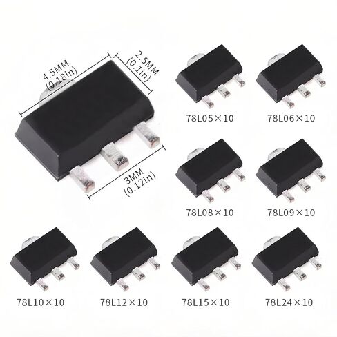 80PCS 8Values 78L05 78L06 78L08 78L09 78L10 78L12 78L15 78L24 SMD Voltage Regulator Transistors Kits in Kuwait