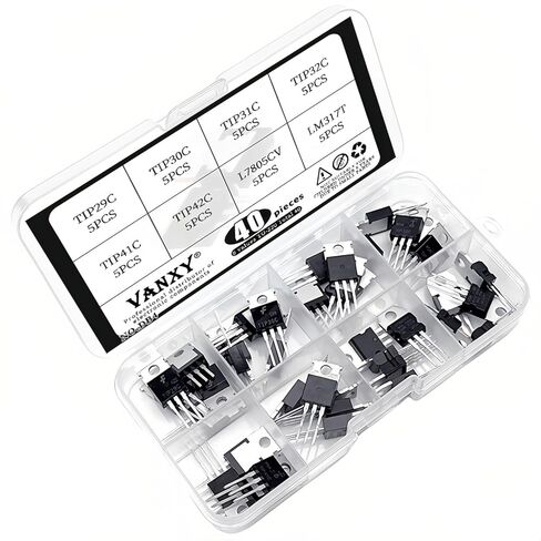 40PCS 8Values TIP29C TIP30C TIP31C TIP32C TIP41C TIP42C L7805CV LM317T Power BJT Bipolar Junction Transistor Kits in Kuwait