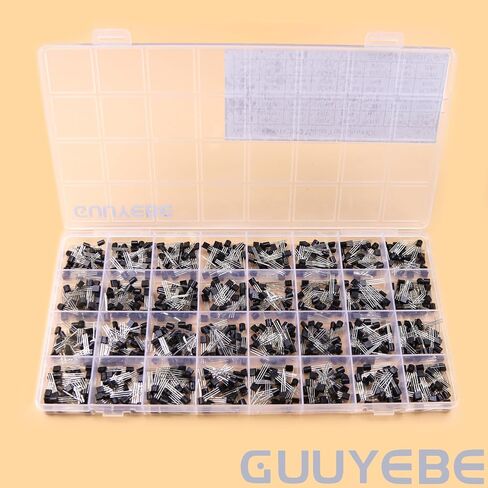 800PCS 32 Values 2N2222 BC547 2N3904 2N3906 BC337 S8550 BC327 S8050 BC557 BC548 BC549 2N5551 2N2907 2N5401 2N4401 BC546 2N4403 BC338 NPN PNP BJT Transistors Kit TO-92 Semiconductor Components in Saudi Arabia