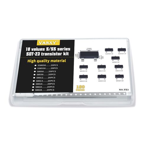 9Values 180Pcs SOT-23 SMD Transistor Kit SS8050 SS8550 S8050 S8550 S9012 S9013 S9014 S9015 S9018 Surface Mount Transistor in Kuwait