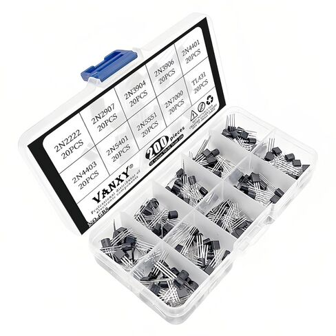 200PCS 10Values 2N2222 2N2907 2N3904 2N3906 2N4401 2N4403 2N5401 2N5551 2N7000 TL431 TL431A 2N2222A Power BJT Bipolar Junction Transistor Kits in Kuwait