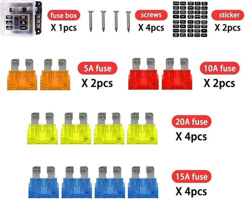 6 Way Blade Fuse Box & Bus Bar Car Kit with Cover Marine FuseBox Holder 12V/24V for Auto Car Boat Marine Trike in Saudi Arabia
