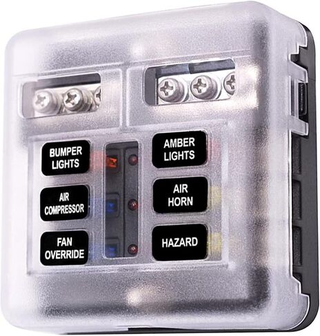 6 Way Blade Fuse Box & Bus Bar Car Kit with Cover Marine FuseBox Holder 12V/24V for Auto Car Boat Marine Trike in Saudi Arabia