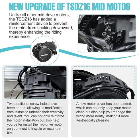 طقم محرك متوسط ​​للدراجة الإلكترونية - Tong-Sheng TSD-Z*-2B TSDZ16 48V 500W 750W 1000W محرك متوسط ​​مع شاشة LCD، طقم تحويل الدراجة الكهربائية المستشعر عزم الدوران in Saudi Arabia