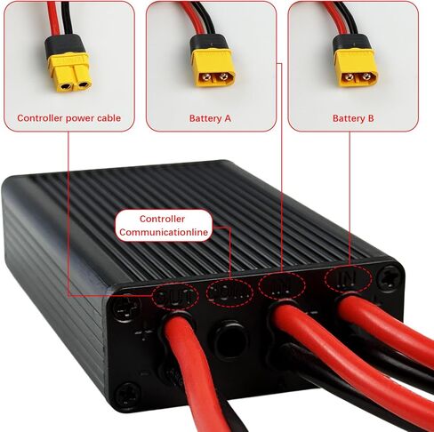 Flylin Dual Battery Connector, 20V-72V Dual Battery Parallel Module Adapter for E-Bike, Dual Battery Pack Switch Balancer for Batteries and Controllers (40A) in Saudi Arabia