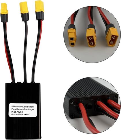 Flylin Dual Battery Connector, 20V-72V Dual Battery Parallel Module Adapter for E-Bike, Dual Battery Pack Switch Balancer for Batteries and Controllers (40A) in Saudi Arabia