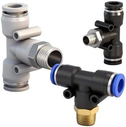 1 قطعة موصل PB سريع تي شيرت T-نوع أنابيب هواء هوائية خيط خارجي موصل سريع 4-01/6-02/8/10 مللي متر (Pb12-04 (أزرق)) in Kuwait