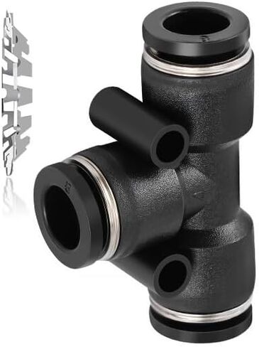 2Pcs PE Black And White Plastic T-shaped Three-way PU Pipe Quick Pneumatic Connector 6/8/10/12 Three-way Quick Plug Irrigation Connector(BlackPE-04) in Saudi Arabia