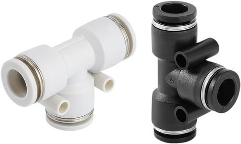 2Pcs PE Black And White Plastic T-shaped Three-way PU Pipe Quick Pneumatic Connector 6/8/10/12 Three-way Quick Plug Irrigation Connector(BlackPE-04) in Saudi Arabia
