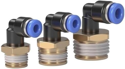 3Pcs Pneumatic Copper Quick Plug Connector Pl8-02 Threaded Elbow Air Pipe Connector 10-03 Copper Nickel-Plated Pl12-04(Pl10-03(blue)) in Saudi Arabia