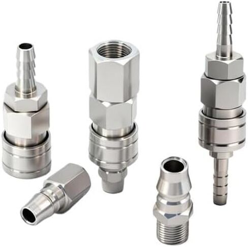 1 قطعة من الفولاذ المقاوم للصدأ C-Type 304 ذاتي القفل السريع موصل خرطوم الهواء التوصيل السريع موصلات هوائية ذكر وأنثى ملحقات ضاغط الهواء مقاومة درجات الحرارة العالية (Stainlesssteelpp10) in Kuwait