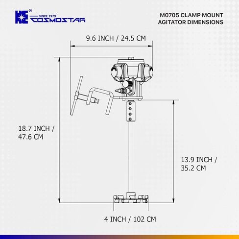 COSMOSTAR 5 Gallon Pneumatic Agitator Clamp Mount Tank Barrel Drum Mixer | Pneumatic Bracket Mixer, Paint Stirring Machine Bracket Air Agitator Paint Mix Tool, Paint Agitator, Paint Mixing Machine in Saudi Arabia