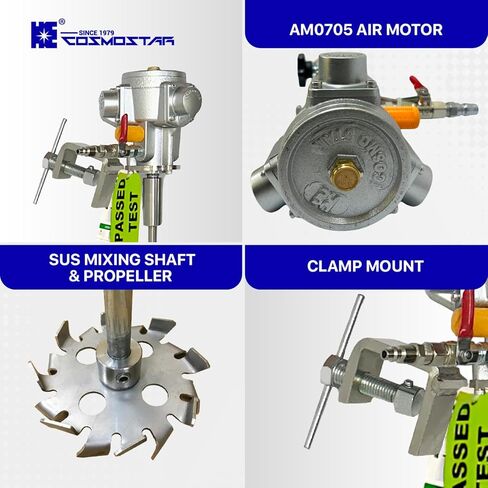 COSMOSTAR 5 Gallon Pneumatic Agitator Clamp Mount Tank Barrel Drum Mixer | Pneumatic Bracket Mixer, Paint Stirring Machine Bracket Air Agitator Paint Mix Tool, Paint Agitator, Paint Mixing Machine in Saudi Arabia