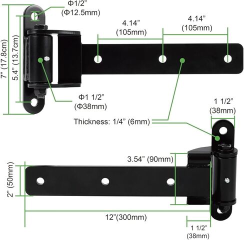 مسمار شديد التحمل على اللحام على محمل أسطواني مكرنك بمفصلات حزام مقاس 13 بوصة لبوابة سياج معدني خشبي ثقيل كبير وباب جراج يصل إلى 1100 رطل، حجم كبير بمفصلة تشحيم دوران 180 درجة (عبوتان) in Kuwait