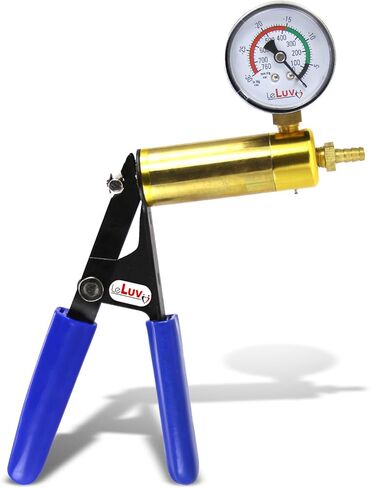 مقبض مضخة تفريغ LeLuv Ultima - غرفة نحاسية مع مقابض مطاطية مبطنة باللون الأزرق - تم تثبيت المقياس in Kuwait