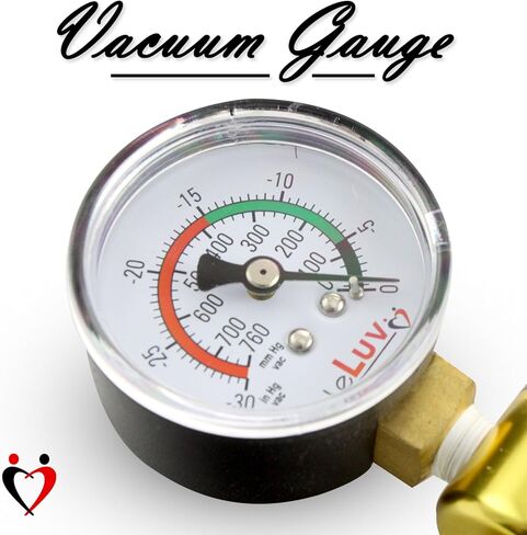 مقبض مضخة تفريغ LeLuv Ultima - غرفة نحاسية مع مقابض مطاطية مبطنة باللون الأزرق - تم تثبيت المقياس in Kuwait