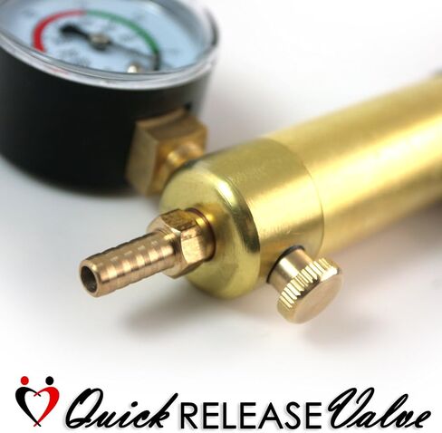 مقبض مضخة تفريغ LeLuv Ultima - غرفة نحاسية مع مقابض مطاطية مبطنة باللون الأزرق - تم تثبيت المقياس in Kuwait