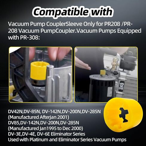 PR308 PR-308 Vacuum Pump Coupler Sleeve Flexible Coupler Compatible with PR208 / PR-208 Vacuum Pump Coupler Replace# PR308, 231415, 684520331976 in Saudi Arabia