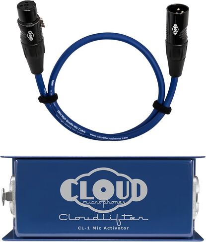 ميكروفونات سحابية - حزمة منشط الميكروفون Cloudlifter CL-1 مع كابل استوديو Get Lifted أزرق مع ذهبي XLR (قطعتان) (10 أقدام) in Kuwait