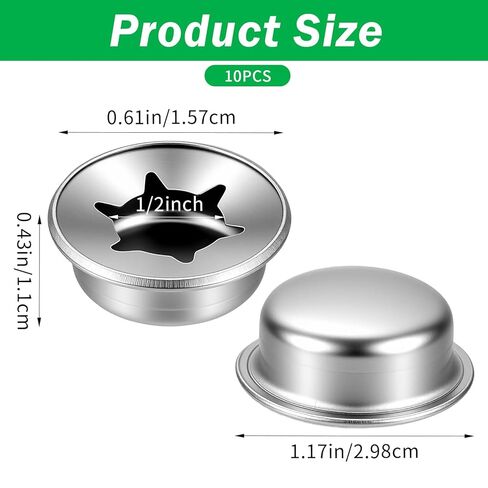 10 Pcs 1/2" Push On Pushnut Caps Silver Axle Cap Nut, Truck Nuts, Permanent Washer Caps for Hand Trucks, Rolling Bins, Lawn Push Wagons, Spring Steel Axle Cap Nuts in Saudi Arabia