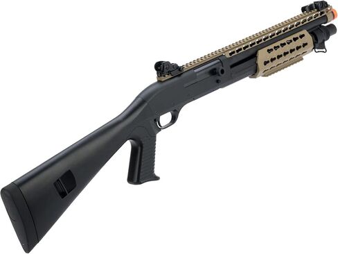 Evike Airsoft - CYMA Sport M3 3-Round Burst Multi-Airsoft Shotshell Loading Airsoft Shotgun (الطراز: مخزون كامل CQB مع Keymod/Tan) in Kuwait